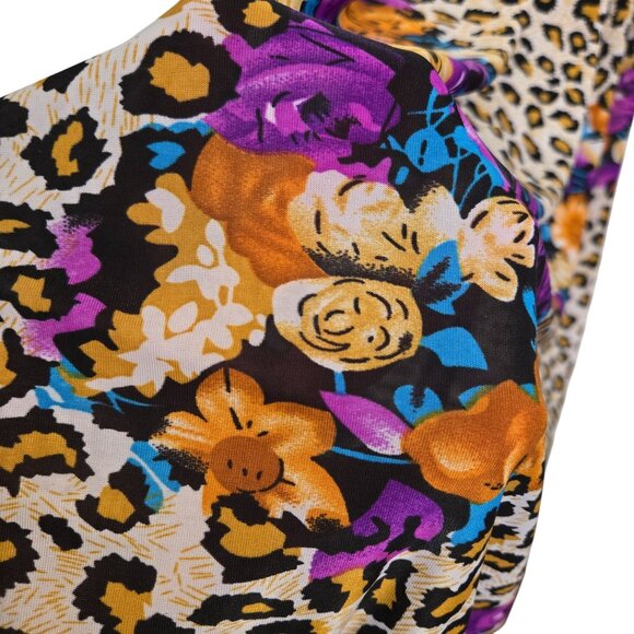 Y2K 90s Prestige Edge Semi-Sheer Floral Animal Print Maxi Shirt Juniors Small - Picture 3 of 6